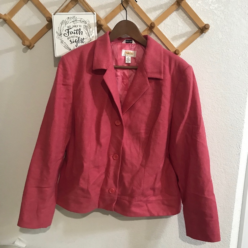 Talbots Petites Pink 100% Wool Jacket Sz 16